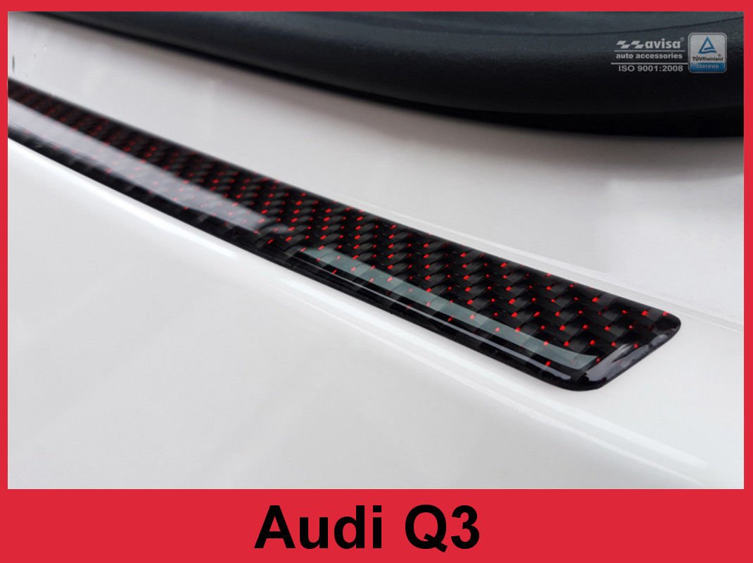 Nakładka na zderzak tylny do Audi Q3 Carbon (czarno-czerwony)